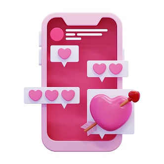 Modern Love Mobile Phone Cartoon Mobile Phone Cartoon Love Valentine's Day Decorations Valentine's Day Beauty Chen 3d model