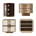Stylish Modern Nightstands With Wooden Drawers Marble Panels And Metal Bases