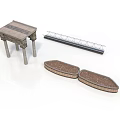 Scenic Construction Components With Leg Supported Platform Long Rail Structure And Oval Shaped Paving Blocks