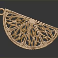 Golden Decorative Fan Shaped Hanging Ornament With Hollow Out Ornate Patterns For Daily Life