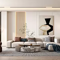 Modern Sofa Coffee Table Combination Sofa Wall 3d model