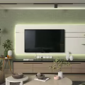 Modern Living Room Interior Design With White Sofa Green Wall And Potted Plant