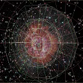 Vibrant Red Swirling Celestial Nebula With Scattered Stars In Space