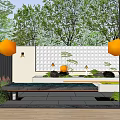 Modern Garden Landscape Design Around Contemporary Building With Green Lawn And Trees