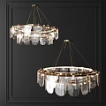 Elegant Modern Chandeliers With Transparent Glass Pendants And Metal Circular Frames