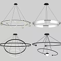 Stylish Modern Chandeliers Featuring Circular Rings And Soft Lighting Effects 3d model