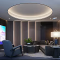 Modern Sales Office Interior Design With Open Space Large Screen Sofa And Green Plants 3d model