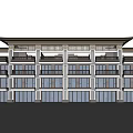 Modern Townhouse Exterior With Multi Story Design Large Windows Balconies And Green Lawn