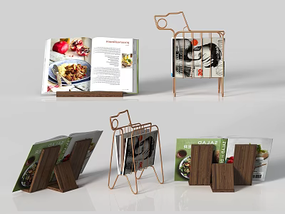 Modern Creative Display Shelves With Metal Wooden Frames For Magazine Exhibition 3d model