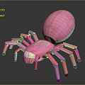 Pink Spider Shaped Robot With Multiple Legs And Shiny Surface