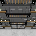 Modern Industrial Ceiling Design With Grid Metal Frames And Recessed Lights 3d model