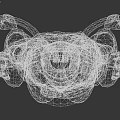 Futuristic Armored Character With Biomechanical Helmet Blue Lights And Mechanical Appendages