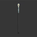 Ornate Walking Cane With Decorative Carved Handle And Metal Shaft