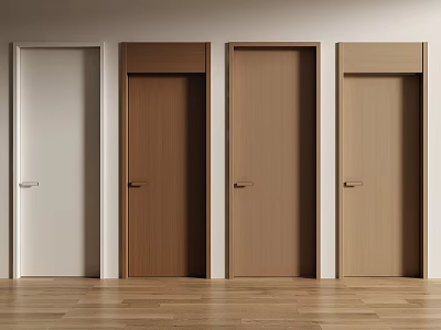 Stylish Hinged Doors In Various Colors For Modern Interior With Wooden Floor 3d model