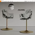 Modern Bar Counter Interior Design With POLIFORM Clear Acrylic Bar Stools And Gold Base