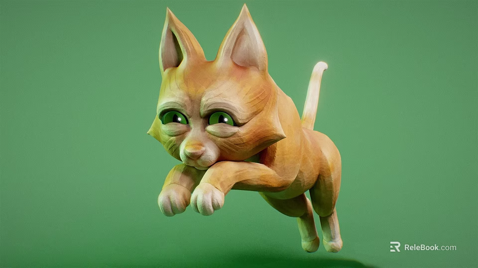 Orange Reptile Character In Vibrant Cartoon Style Jumping On Green Background 3d model 