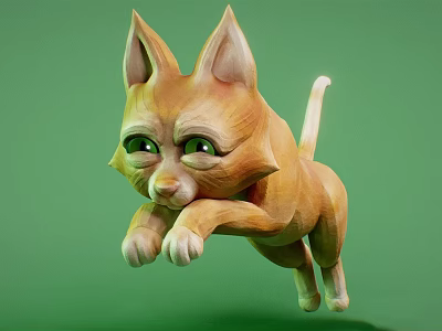 Orange Reptile Character In Vibrant Cartoon Style Jumping On Green Background 3d model