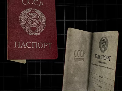 Vintage CCCP Passport Red Cover And Open Historical Document 3d model