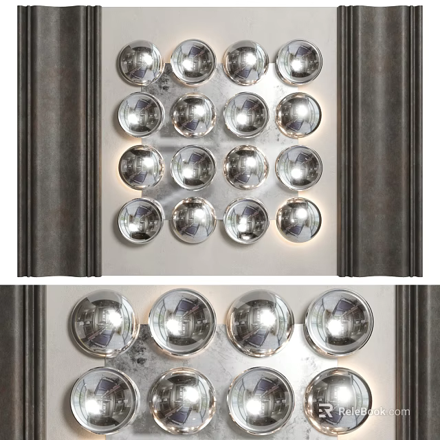 Modern Circular Wall Decor With Mirrored Glass Balls And Metal Frame Design 3d model 