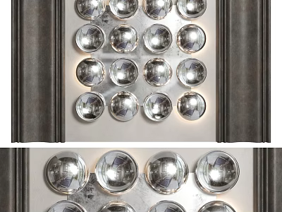 Modern Circular Wall Decor With Mirrored Glass Balls And Metal Frame Design 3d model