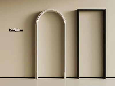 Pollform White Archway Design with Black Rectangular Frame on Beige Wall 3d model