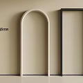 Pollform White Archway Design with Black Rectangular Frame on Beige Wall