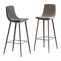 Modern Bar Stools With Diamond Pattern Backrest And Metal Legs In Two Tones 3d model