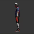 Stylish Game Character With Headscarf Mask Blue Top And Colorful Outfit Details