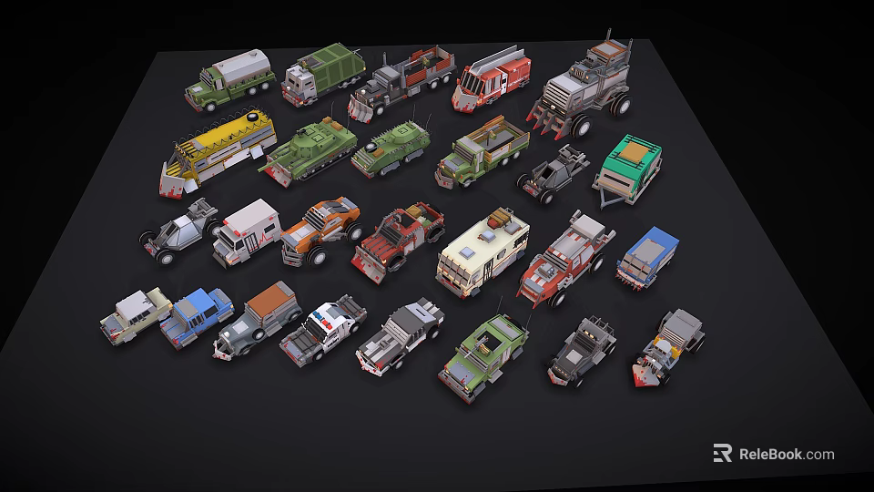 Assorted Electric Toy Vehicles with Different Models and Colorful Designs for Kids Playtime 3d model 