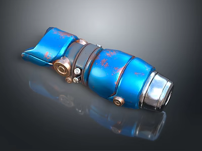 Sci-Fi Character And Biomechanical Creature With Blue Mechanical Device Copper Silver Accents 3d model