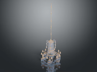 Modern Elegant Lighting Combination With Crystal Decorations Golden Frame Multiple Arms And Reflection 3d model