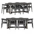 Modern Wooden Dining Table with Leather Chairs Set for Home Interior Design