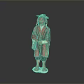 Ethnic Decorative Doll Wearing Striped Cape Hat And Standing On White Base