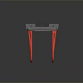 Red And Gray Mechanical Component With Curved Rails On Black Reflective Background 3d model