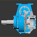 Hardware Gearbox With Blue Casing And Internal Gear Components 3d model