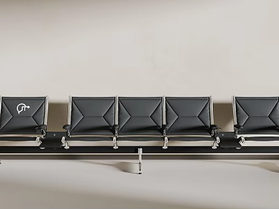 Sleek Minimalist Single Chair Design With Black Leather Seats And Metal Frames In Waiting Area 3d model