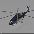 Modern Blue and White Helicopter Model with Large Rotors and Reflective Surface 3d model