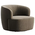 Brown Leather Leisure Chair with Modern Rounded Armrests and Comfortable Design