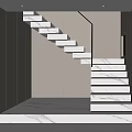Modern Marble Staircase Design With LED Strip Lights And Sleek Handrail Interior