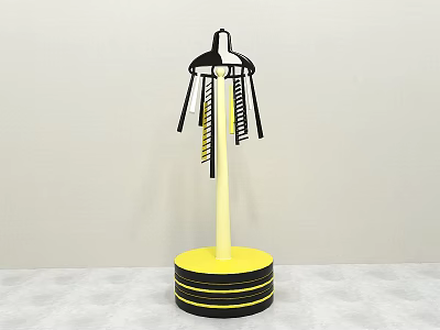 Public Chair With Yellow Base Black Top And Black Yellow Striped Decoration 3d model