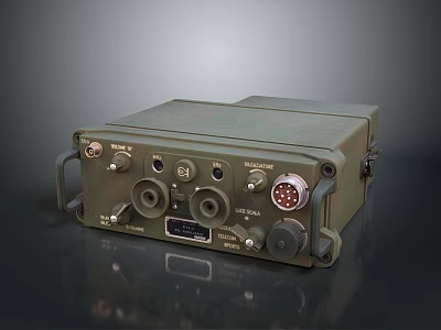 Portable Military Communication Device With Olive Green Casing Control Knobs And Connectors 3d model