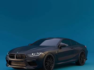 Black BMW Sports Coupe With Modern Front Grille And Black Alloy Wheels 3d model