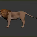 Detailed Lion Character Featuring Thick Brown Mane Standing In Studio