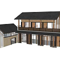 Traditional Rural Self Built Home With Two Story Design Wooden Structure And Large Windows