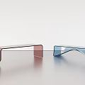 Modern Curved Transparent Acrylic Stools In Pink And Blue For Home Interior Design
