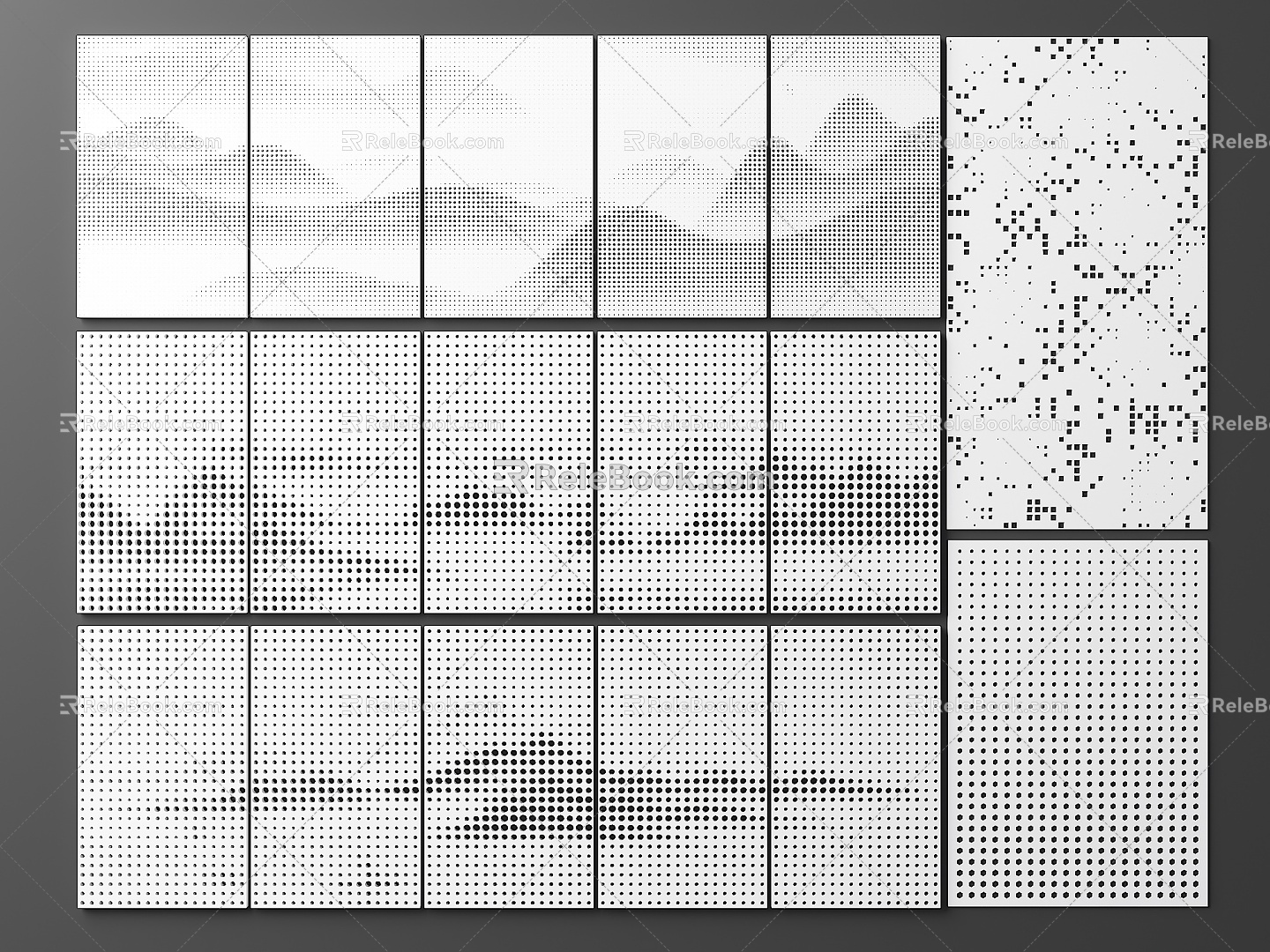 Perforated Plate Landscape Painting Perforated Plate Landscape Painting Punched Background Wall Gradient Perforated Plate Perforated Wall Plate Mine Screen Exterior Wall Orifice Plate 3d model