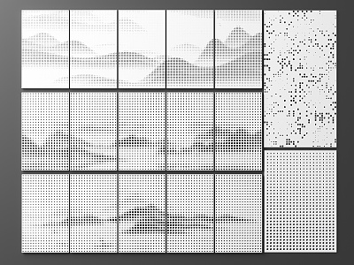 Perforated Plate Landscape Painting Perforated Plate Landscape Painting Punched Background Wall Gradient Perforated Plate Perforated Wall Plate Mine Screen Exterior Wall Orifice Plate 3d model