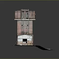 Detailed Old Red Brick Tower Model Featuring Damaged Base And Blue Area