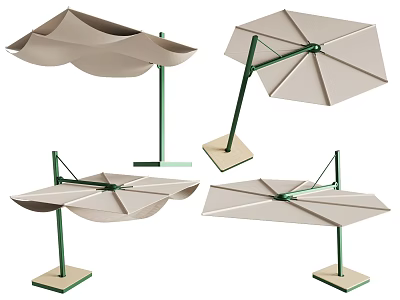 Various Styles Of Outdoor Sunshade Awning With Green Frame And Beige Canopy 3d model