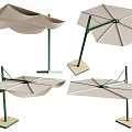 Various Styles Of Outdoor Sunshade Awning With Green Frame And Beige Canopy